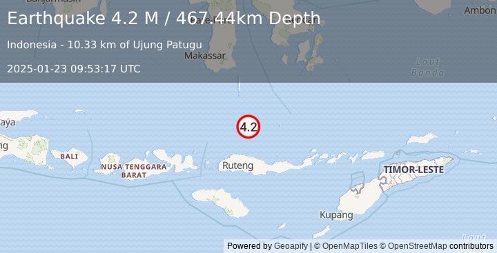 Earthquake Flores Sea (4.2 M) (2025-01-23 09:53:17 UTC)