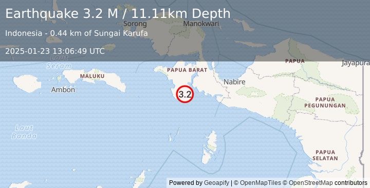 Earthquake West Papua Region, Indonesia (3.2 M) (2025-01-23 13:06:49 UTC)