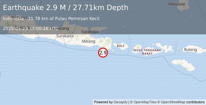 Earthquake Java, Indonesia (2.9 M) (2025-01-23 17:00:26 UTC)