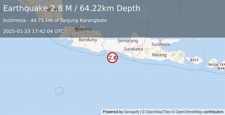 Earthquake Java, Indonesia (2.5 M) (2025-01-23 17:42:05 UTC)