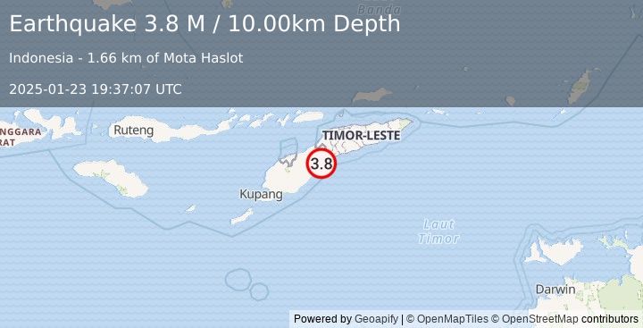 Earthquake Timor Region (3.8 M) (2025-01-23 19:37:07 UTC)