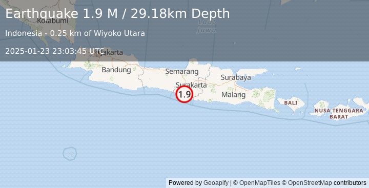 Earthquake Java, Indonesia (1.9 M) (2025-01-23 23:03:45 UTC)