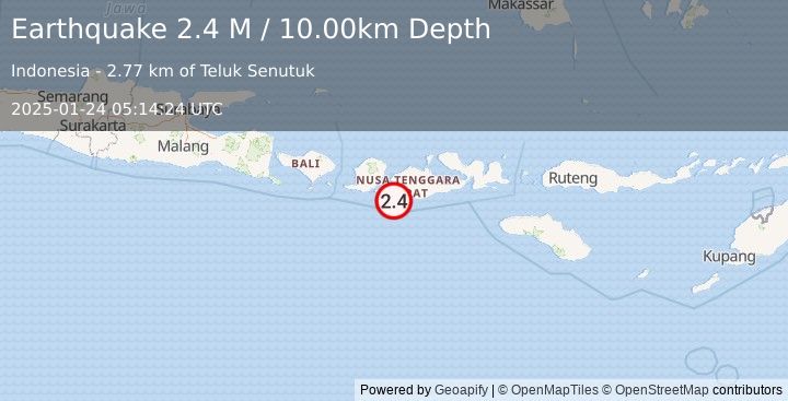 Earthquake Sumbawa Region, Indonesia (2.4 M) (2025-01-24 05:14:24 UTC)