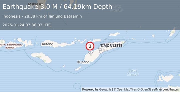 Earthquake Timor Region (3.0 M) (2025-01-24 07:36:03 UTC)