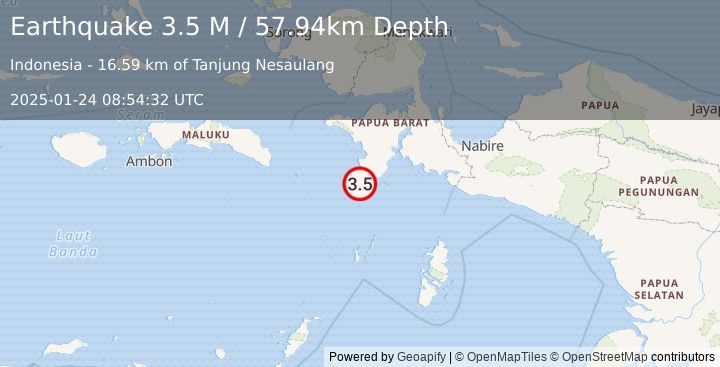 Earthquake West Papua Region, Indonesia (3.5 M) (2025-01-24 08:54:32 UTC)