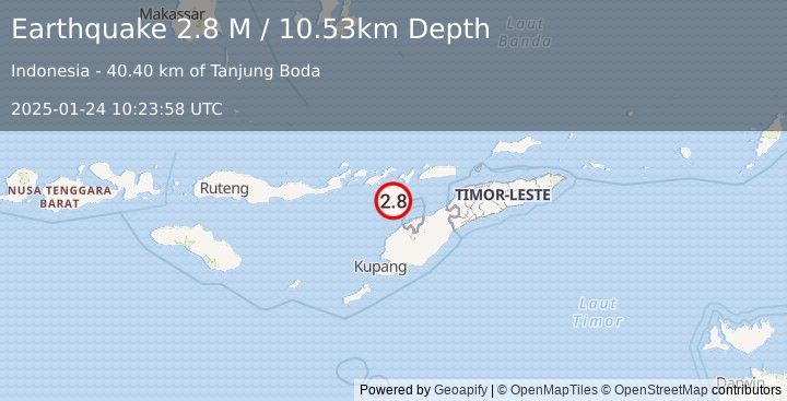 Earthquake Flores Region, Indonesia (2.8 M) (2025-01-24 10:23:58 UTC)