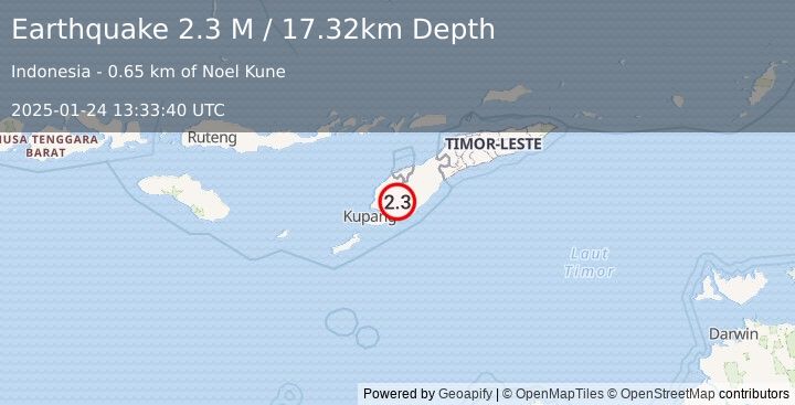 Earthquake Timor Region (2.3 M) (2025-01-24 13:33:40 UTC)