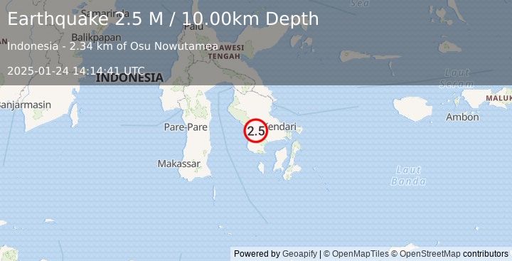 Earthquake Sulawesi, Indonesia (2.5 M) (2025-01-24 14:14:41 UTC)