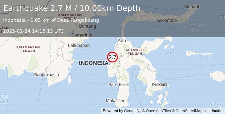 Earthquake Sulawesi, Indonesia (2.7 M) (2025-01-24 14:16:13 UTC)