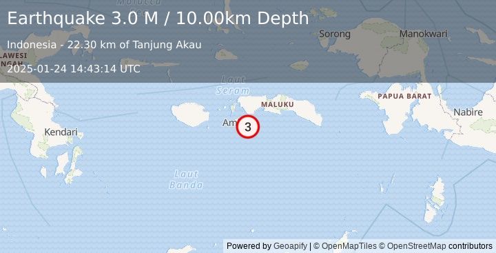 Earthquake Seram, Indonesia (3.0 M) (2025-01-24 14:43:14 UTC)