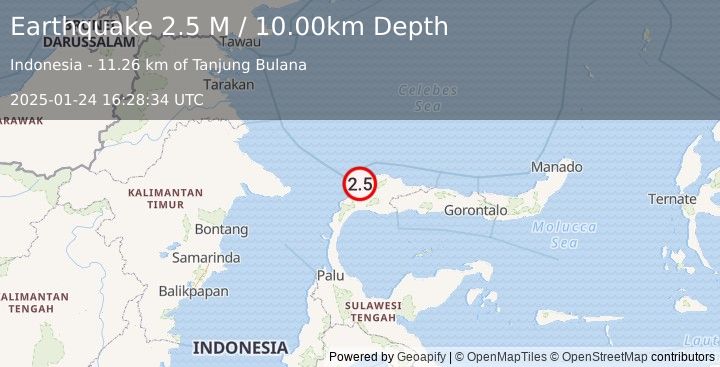 Earthquake Minahassa Peninsula, Sulawesi (2.5 M) (2025-01-24 16:28:34 UTC)