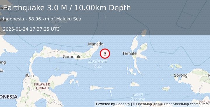 Earthquake Northern Molucca Sea (3.0 M) (2025-01-24 17:37:25 UTC)