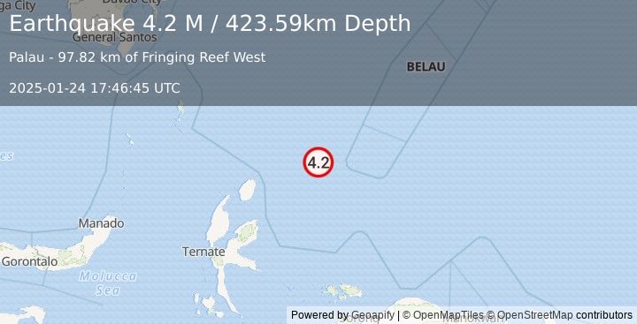 Earthquake North of Halmahera, Indonesia (4.2 M) (2025-01-24 17:46:45 UTC)