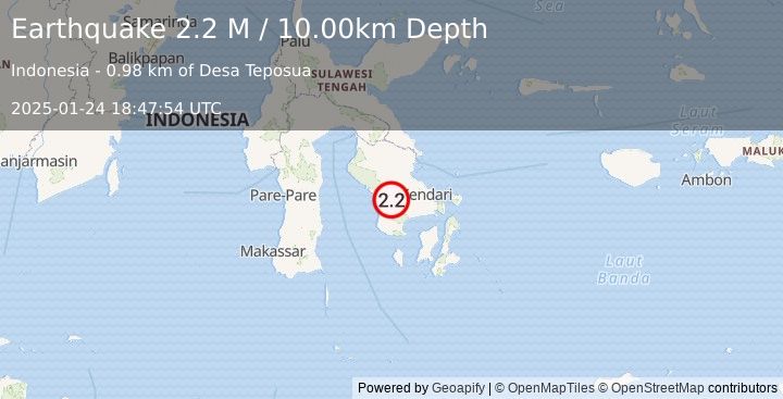 Earthquake Sulawesi, Indonesia (2.2 M) (2025-01-24 18:47:54 UTC)