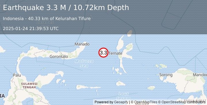 Earthquake Northern Molucca Sea (3.3 M) (2025-01-24 21:39:53 UTC)