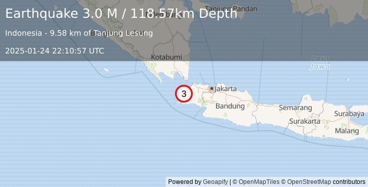 Earthquake Sunda Strait, Indonesia (3.0 M) (2025-01-24 22:10:57 UTC)