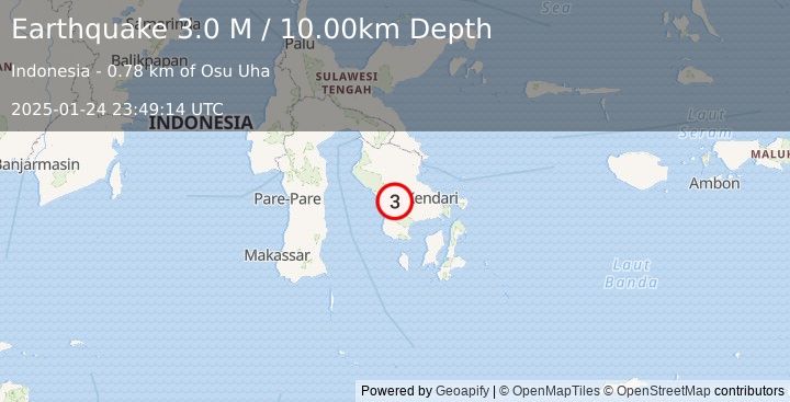 Earthquake Sulawesi, Indonesia (3.0 M) (2025-01-24 23:49:14 UTC)