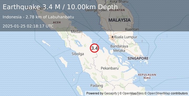 Earthquake Northern Sumatra, Indonesia (3.4 M) (2025-01-25 02:18:17 UTC)