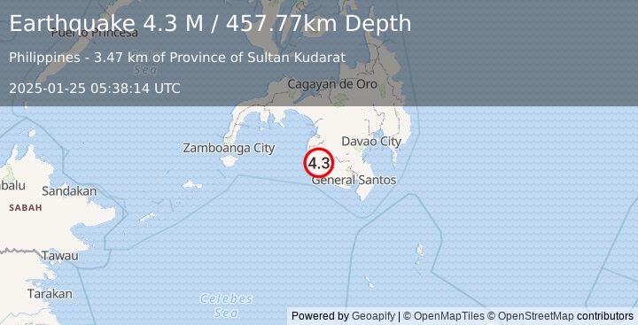 Earthquake Mindanao, Philippines (4.3 M) (2025-01-25 05:38:14 UTC)