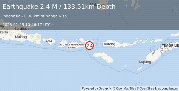 Earthquake Sumbawa Region, Indonesia (2.4 M) (2025-01-25 10:46:18 UTC)