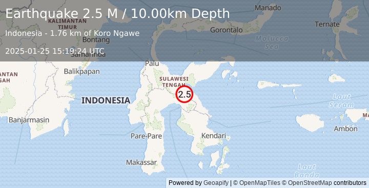 Earthquake Sulawesi, Indonesia (2.5 M) (2025-01-25 15:19:24 UTC)