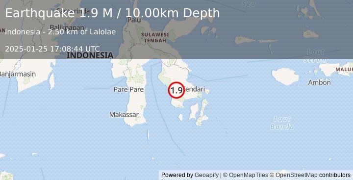 Earthquake Sulawesi, Indonesia (1.9 M) (2025-01-25 17:08:44 UTC)