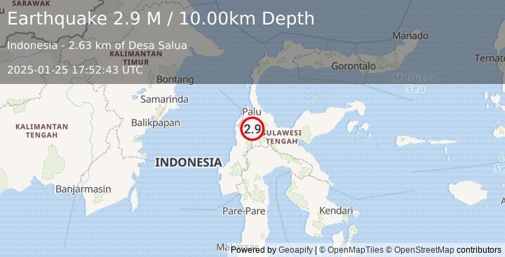 Earthquake Sulawesi, Indonesia (2.9 M) (2025-01-25 17:52:43 UTC)