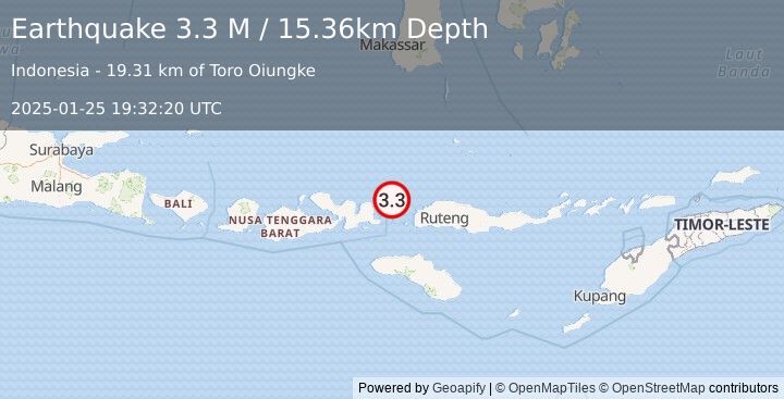 Earthquake Flores Region, Indonesia (3.3 M) (2025-01-25 19:32:20 UTC)