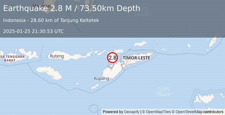 Earthquake Timor Region (2.8 M) (2025-01-25 21:30:53 UTC)