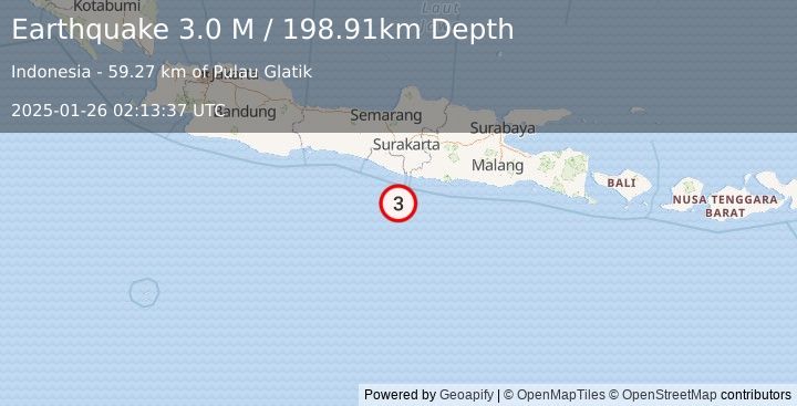 Earthquake Java, Indonesia (2.6 M) (2025-01-26 02:13:45 UTC)