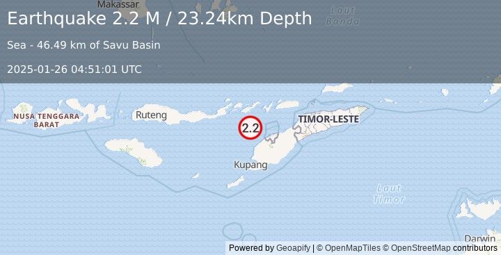 Earthquake Timor Region (2.2 M) (2025-01-26 04:51:01 UTC)