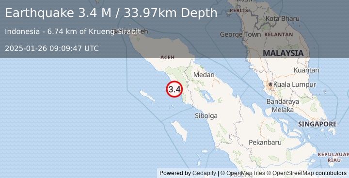 Earthquake Northern Sumatra, Indonesia (3.4 M) (2025-01-26 09:09:47 UTC)