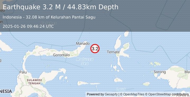 Earthquake Northern Molucca Sea (3.2 M) (2025-01-26 09:46:24 UTC)