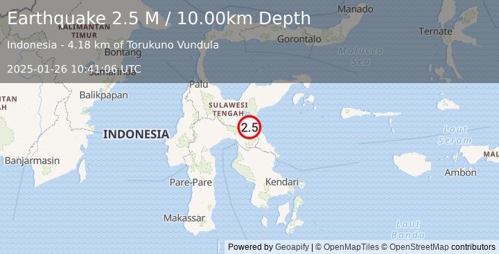 Earthquake Sulawesi, Indonesia (2.5 M) (2025-01-26 10:41:06 UTC)