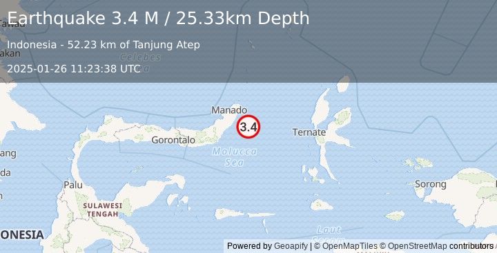 Earthquake Northern Molucca Sea (3.4 M) (2025-01-26 11:23:38 UTC)