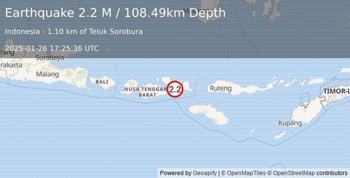 Earthquake Sumbawa Region, Indonesia (2.2 M) (2025-01-26 17:25:36 UTC)