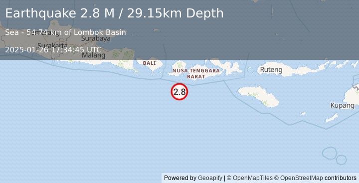 Earthquake Sumbawa Region, Indonesia (2.8 M) (2025-01-26 17:34:45 UTC)