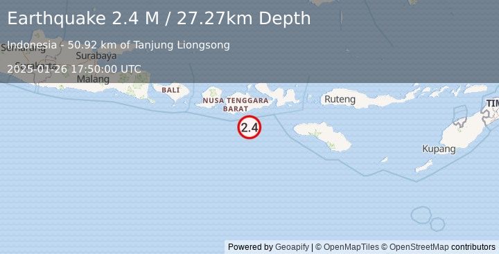 Earthquake Sumbawa Region, Indonesia (2.4 M) (2025-01-26 17:50:00 UTC)