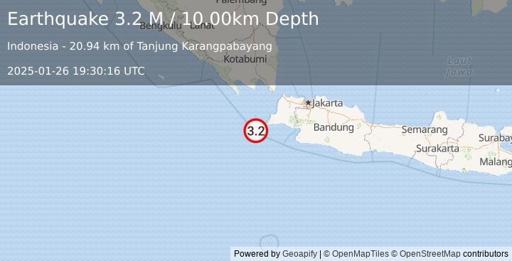 Earthquake Java, Indonesia (3.2 M) (2025-01-26 19:30:16 UTC)