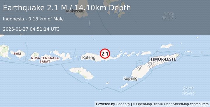 Earthquake Flores Region, Indonesia (2.1 M) (2025-01-27 04:51:14 UTC)