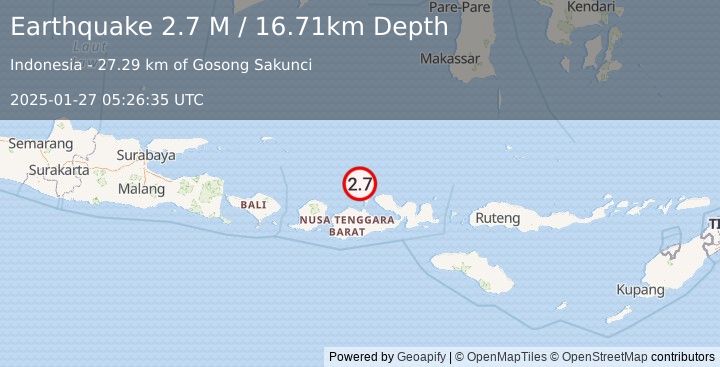 Earthquake Bali Sea (2.7 M) (2025-01-27 05:26:35 UTC)