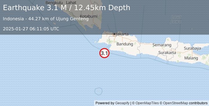 Earthquake Java, Indonesia (3.1 M) (2025-01-27 06:11:05 UTC)