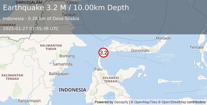 Earthquake Minahassa Peninsula, Sulawesi (2.9 M) (2025-01-27 07:55:38 UTC)