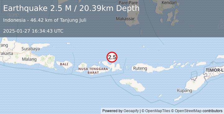 Earthquake Flores Sea (2.5 M) (2025-01-27 16:34:43 UTC)