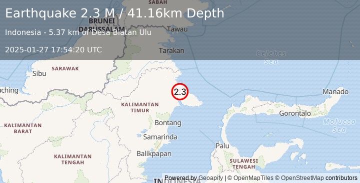 Earthquake Borneo (2.3 M) (2025-01-27 17:54:20 UTC)