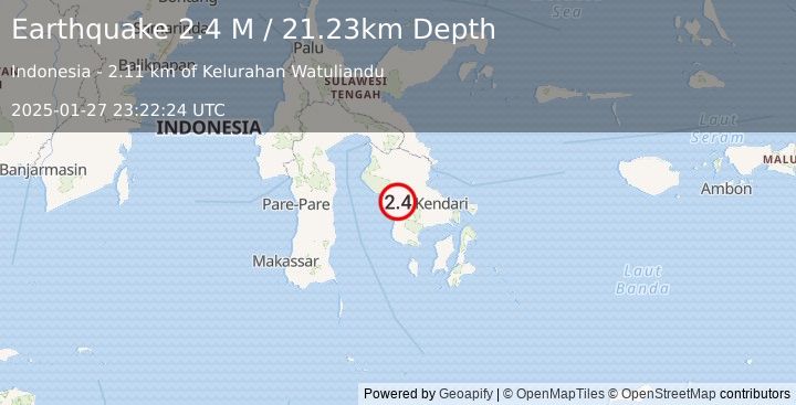 Earthquake Sulawesi, Indonesia (2.4 M) (2025-01-27 23:22:24 UTC)