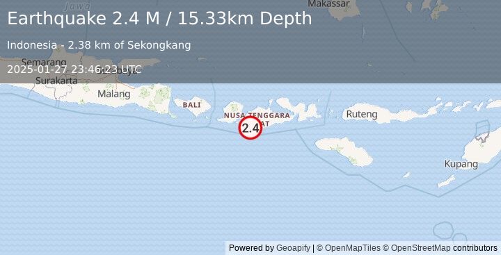 Earthquake Sumbawa Region, Indonesia (2.4 M) (2025-01-27 23:46:23 UTC)