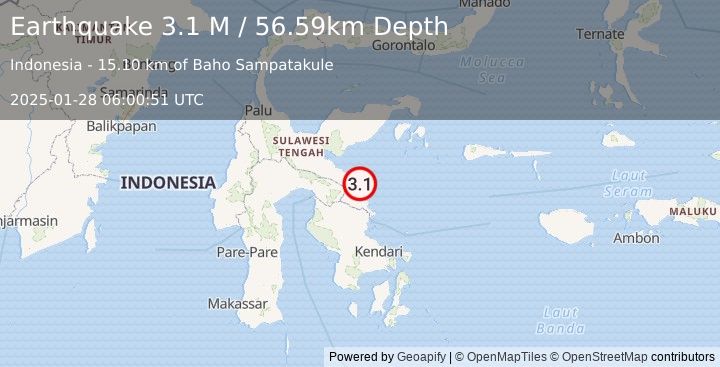 Earthquake Sulawesi, Indonesia (3.1 M) (2025-01-28 06:00:51 UTC)