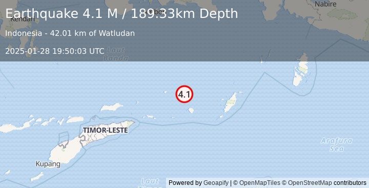 Earthquake Banda Sea (4.1 M) (2025-01-28 19:50:03 UTC)