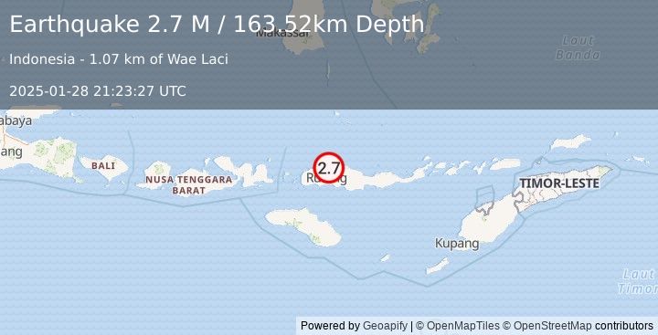 Earthquake Flores Region, Indonesia (2.7 M) (2025-01-28 21:23:27 UTC)